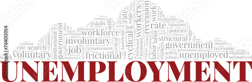 Unemployment word cloud conceptual design isolated on white background.