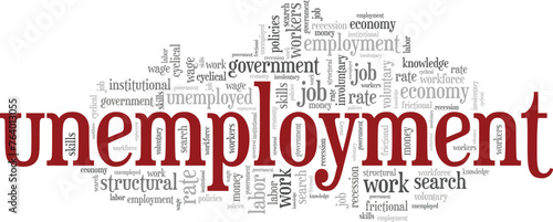 Unemployment word cloud conceptual design isolated on white background.