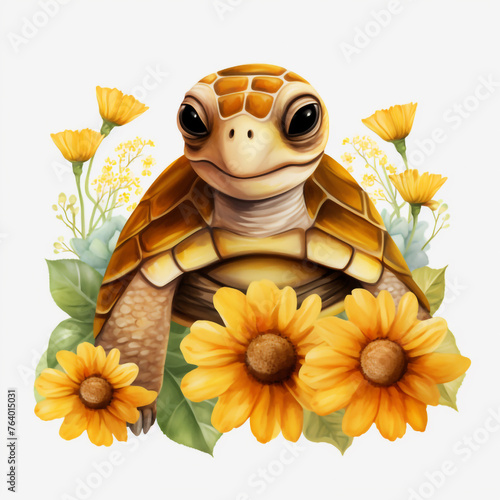 turtle in flowers © Надежда Измайлова