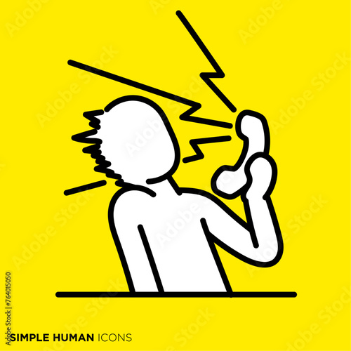 シンプルな人間のアイコンシリーズ「電話で怒られる人」