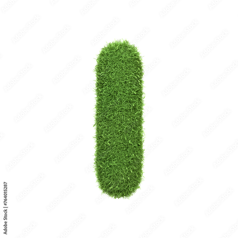 Capital letter I shaped from lush green grass, isolated on a white background. Front view. 3D render illustration Capital letter I shaped from lush green grass, isolated on a white background. Front view. 3D render illustration
