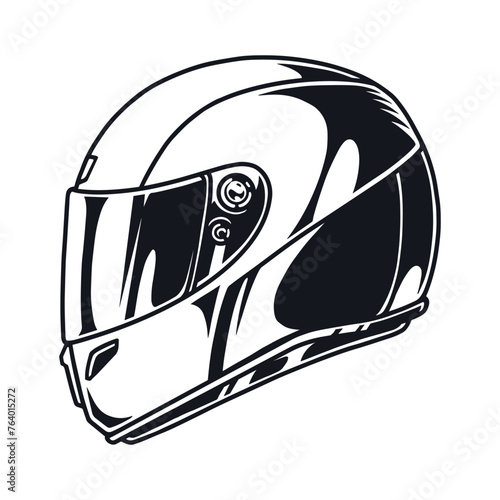 Racing helmet monochrome vintage sticker