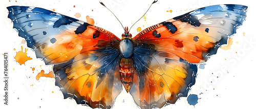 Vibrant and artistic representation of a butterfly with splashes of watercolor creating a beautiful texture