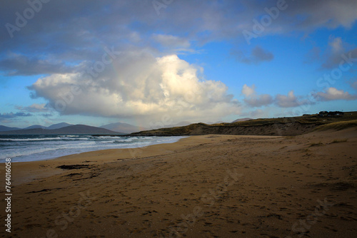 Scarista beach by sunny noon, Harris Isle, Hebrides, Scotland photo