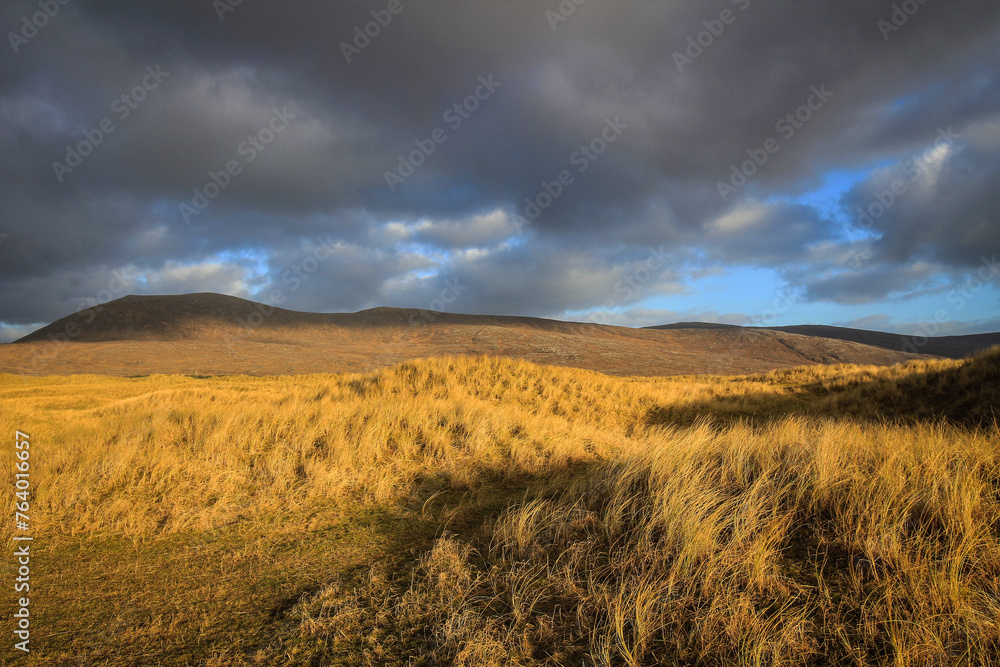 Scenic view of Luskentyre beach by low tide, Isle of Harris, Outer Hebrides, Scotland Scenic view of Luskentyre beach by low tide, Isle of Harris, Outer Hebrides, Scotland