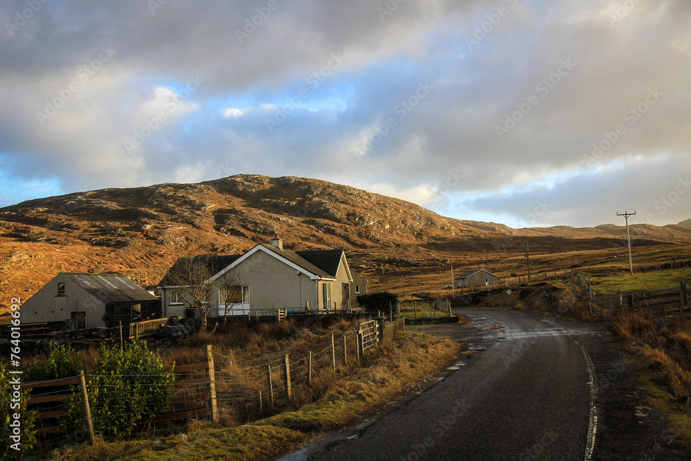 Road view near Scarista beach, Isle of Harris, Hebrides, Scotland Road view near Scarista beach, Isle of Harris, Hebrides, Scotland