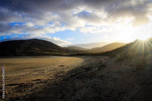 Scenic view of Luskentyre beach by low tide, Isle of Harris, Outer Hebrides, Scotland photo