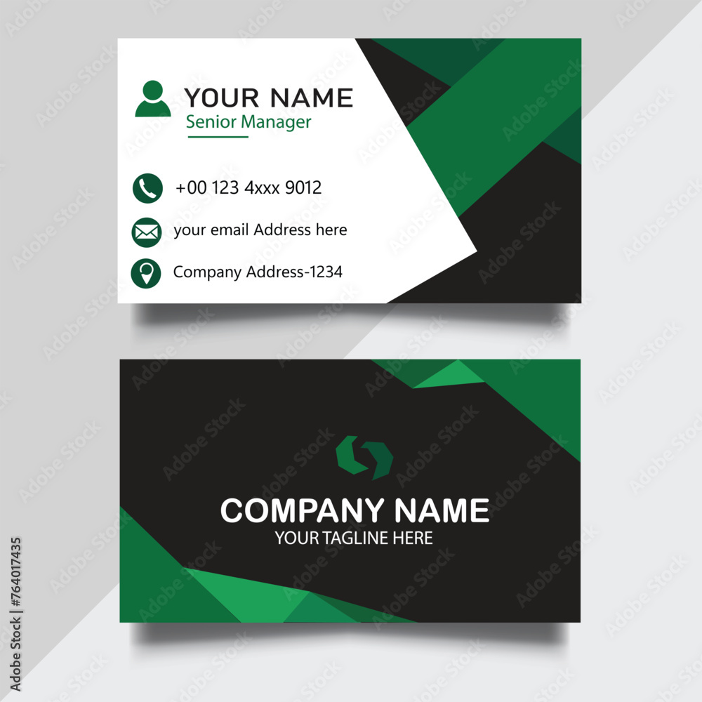 Modern black and green business card design template Modern black and green business card design template