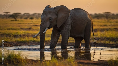 Elephant at sunset 