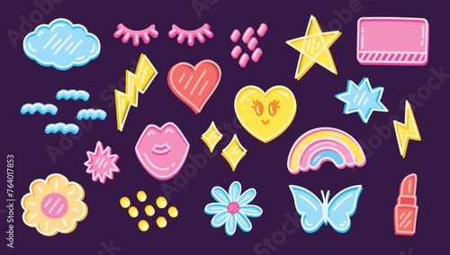 trendy and fashionable cute graphic element vector set for decorating your artwork