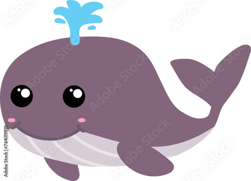 cute whale cartoon, sea animal