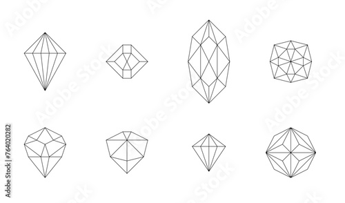 Gemstone collection - isolated line art object set