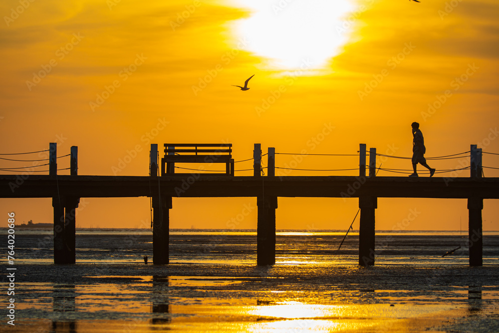 The nature of beautiful, bridge on the sea and suntset The nature of beautiful, bridge on the sea and suntset