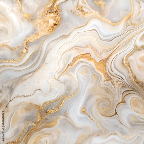 Marble Elegance: White and Gold Swirls Texture Background