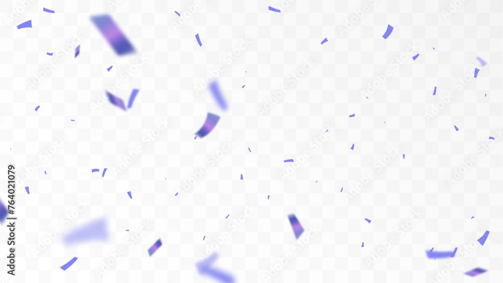 Fototapeta premium Purple confetti isolated on transparent background. Falling serpentine. Realistic bright serpentine. Flying holiday tinsel. Anniversary decorative elements. vector 