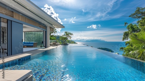 Featuring a stunning rooftop infinity pool, with mini workers installing the pool and luxurious deck areas  © Bophe
