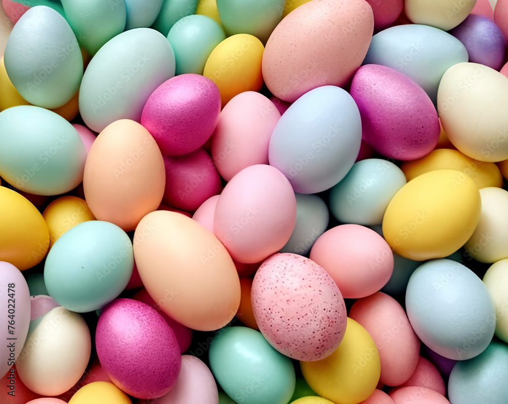 Pastel Easter Palette. A visually pleasing composition featuring a gradient of pastel-colored Easter decorations such as eggs Pastel Easter Palette. A visually pleasing composition featuring a gradient of pastel-colored Easter decorations such as eggs