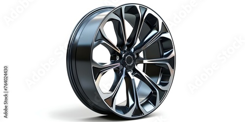 Isolated Alloy Car Rims on White Background: Automotive Industry Parts Concept. Concept Automotive Industry, Car Parts, Alloy Rims, White Background, Isolated photo
