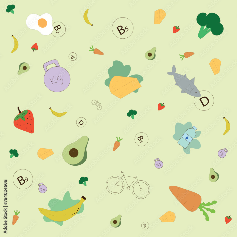 A healthy lifestyle that consists of vitamins, fruits, vegetables, sports and water. A healthy lifestyle that consists of vitamins, fruits, vegetables, sports and water.