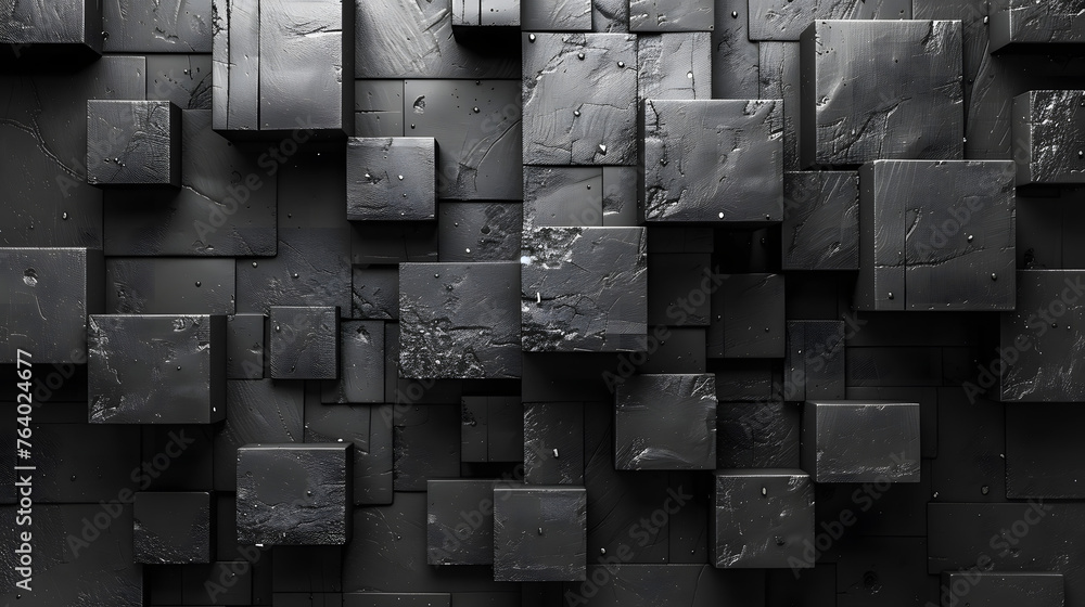 A dark, atmospheric image showcasing a pattern of 3D cubes with water droplets adding texture and depth A dark, atmospheric image showcasing a pattern of 3D cubes with water droplets adding texture and depth