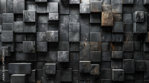 High-resolution image of a unique 3D cube pattern with variations in textures and shades of grey
