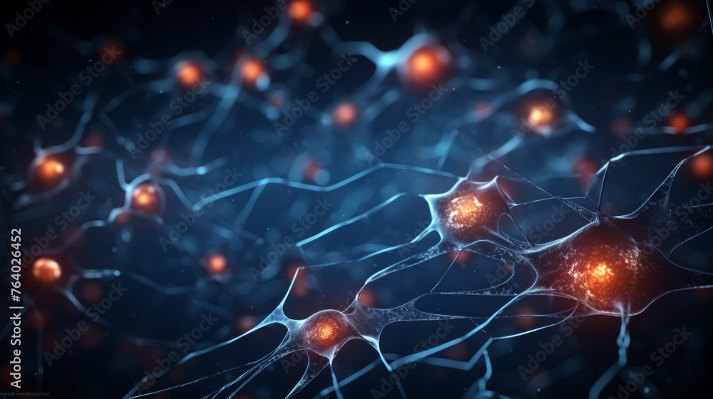 Neuron cell with neurons in connection. Science background Neuron cell with neurons in connection. Science background