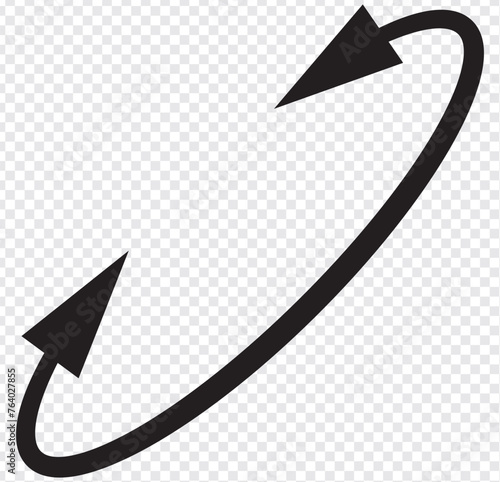 Dual double ended semi circle arrow. Semicircular round long two sided arrow. Vector illustration. Eps 10