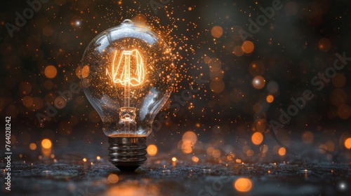 New ideas and innovation for business growth, Light bulb shape and business icon with network connection
