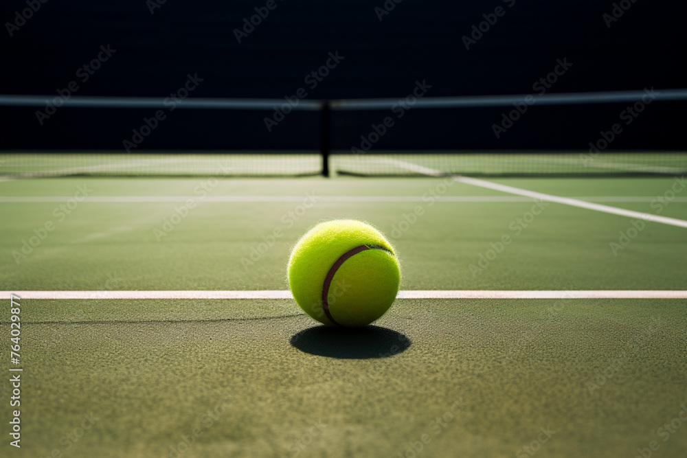 tennis ball on the tennis court line