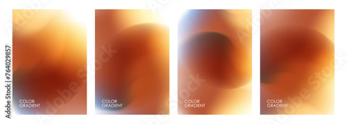 Set of brown blurred backgrounds. Color gradients. Defocused color templates for creative graphic design. Vector illustration.