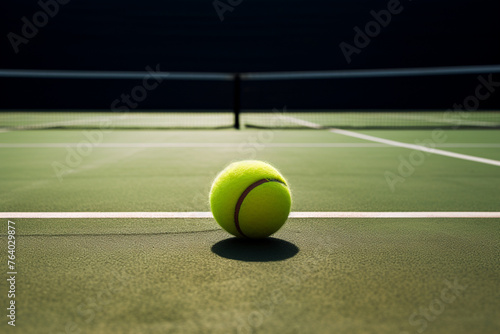 tennis ball on the tennis court line © alisaaa