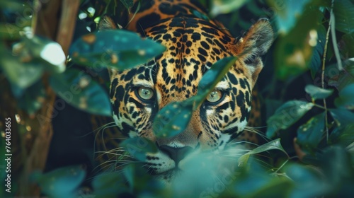 Close Up of Leopard Sitting in Tree © Prostock-studio