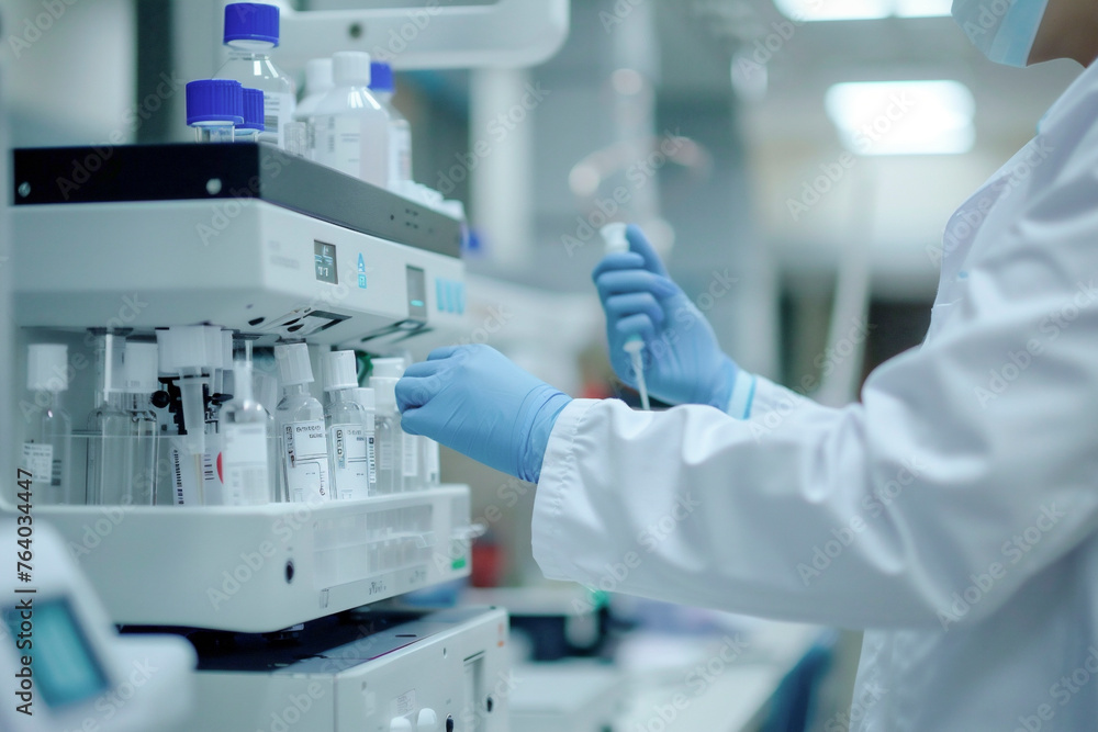 Fototapeta premium Scientist working with equipment in a lab 