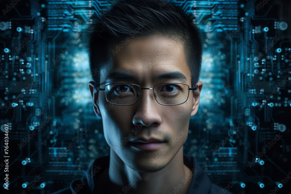 Created with generative AI picture of confident office worker IT specialist system administrator manager Created with generative AI picture of confident office worker IT specialist system administrator manager