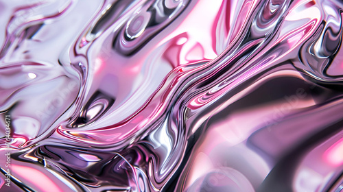 Abstract dark pink liquid metal background. Copy space