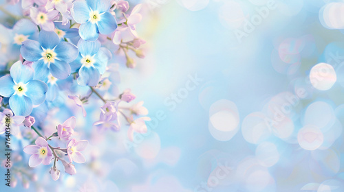 Light blue background with forget-me-nots