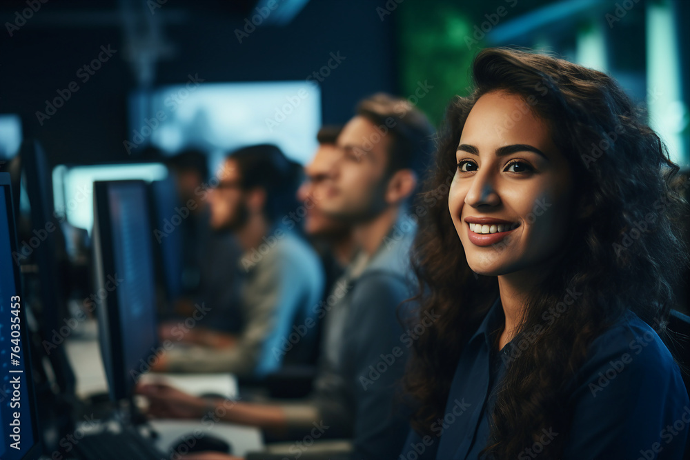 Hard working person in modern interior office programming writing web java script code AI technology generation Hard working person in modern interior office programming writing web java script code AI technology generation