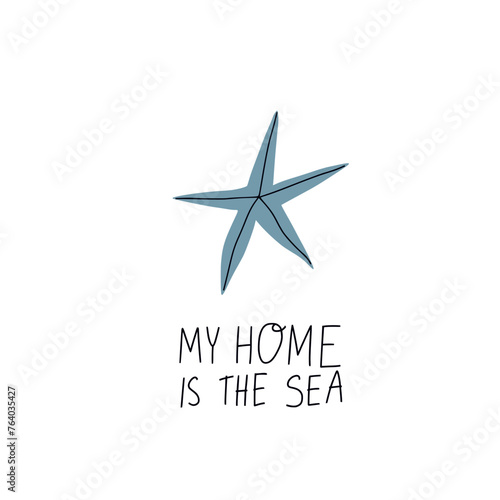 Free Download Vector illustration with Starfish. Colorful marine design with Starfish. Unique t-shirt, cup or bag design, house poster, greeting card illustration. Vector card series. - GFXLoad