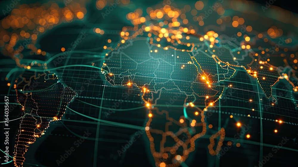 world map or earth with digital line connection