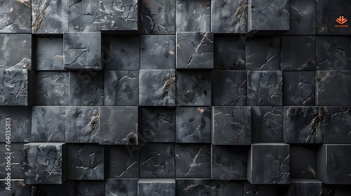 Featuring a sophisticated wall pattern of 3D marble cubes, emphasizing luxury and structural design