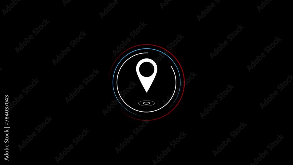 GPS location icon animated with radio wave and location tracking pointer animation 4k video. GPS location icon animated with radio wave and location tracking pointer animation 4k video.