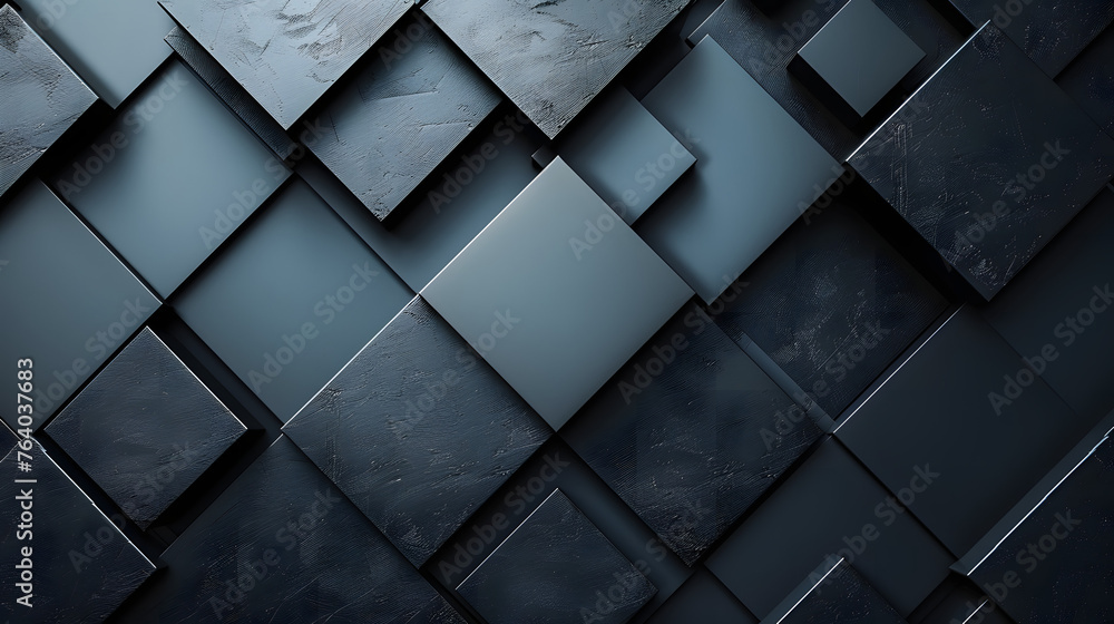 A visually striking array of blue square tiles with a bold contrast that suggests a serene yet complex mood - obrazy, fototapety, plakaty 