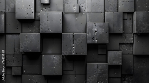 The image shows a close-up of a dark, textured pattern formed by 3D cubic structures in shades of black