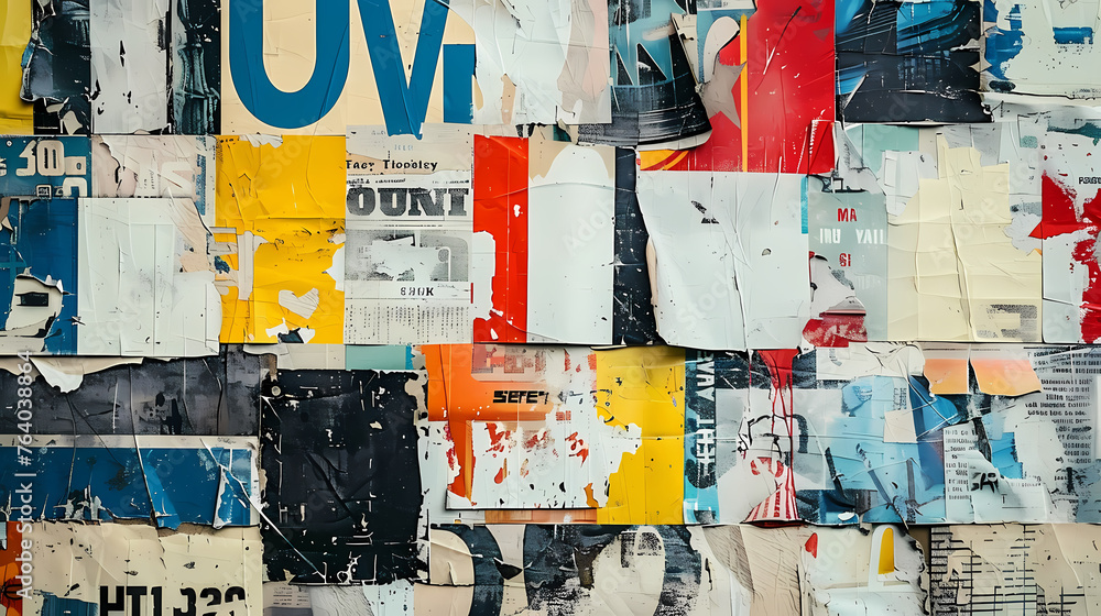 Fototapeta premium Old torn blank paper background placard surface