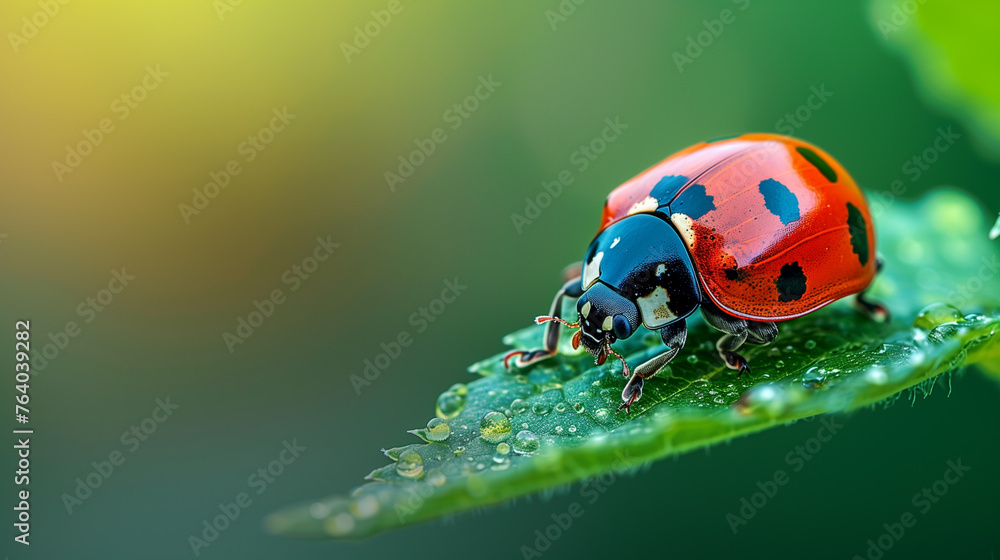 Fototapeta premium National Geographic, microphoto, close-up, ladybug, leaves