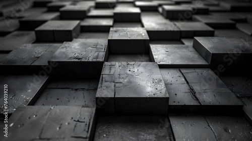 A close-up image focusing on the repeating pattern of smooth, dark blocks with a hint of natural light reflecting