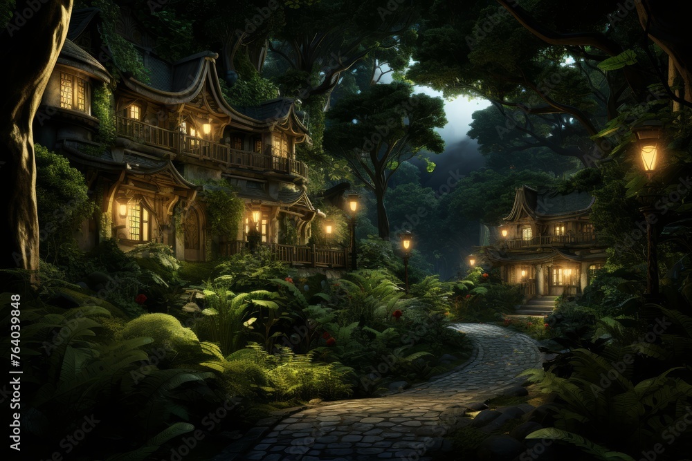 Magic Village Portray in soft light to convey its unique atmosphere and traditional beauty