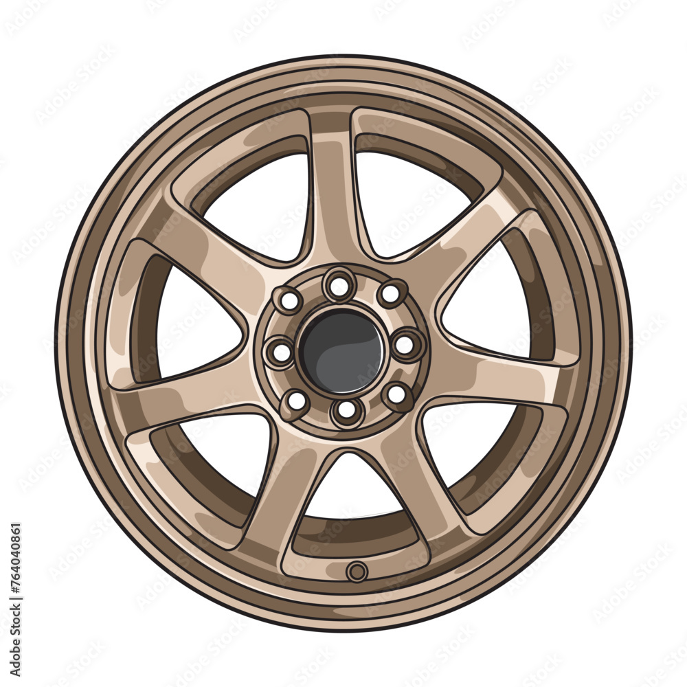Obraz premium Gold vector illustration of car wheel rim