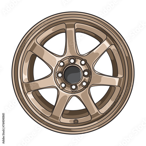 Gold vector illustration of car wheel rim