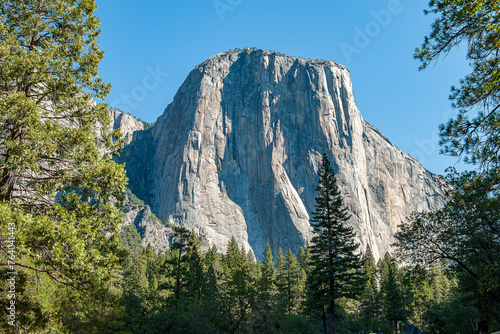 Middle Cathedral Rock viewed fromYosemite Valley in Yosemite National Park during September in California. Formed in 1890 this is one of the oldest and most famous National Parks in the United States.